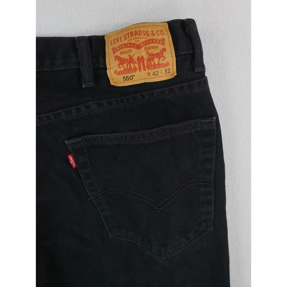 Levis Jeans Mens 40x30* Black 550 Relaxed Tapered Baggy Grunge Hip Hop Work Pant
